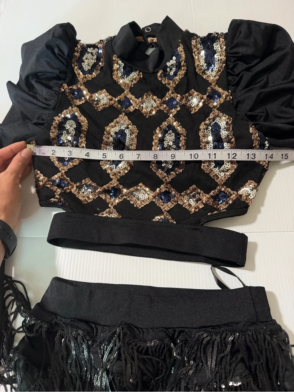 Revolution 10th House Dance Costume 2 piece black sequin BIONIC TH23116 adult SA
